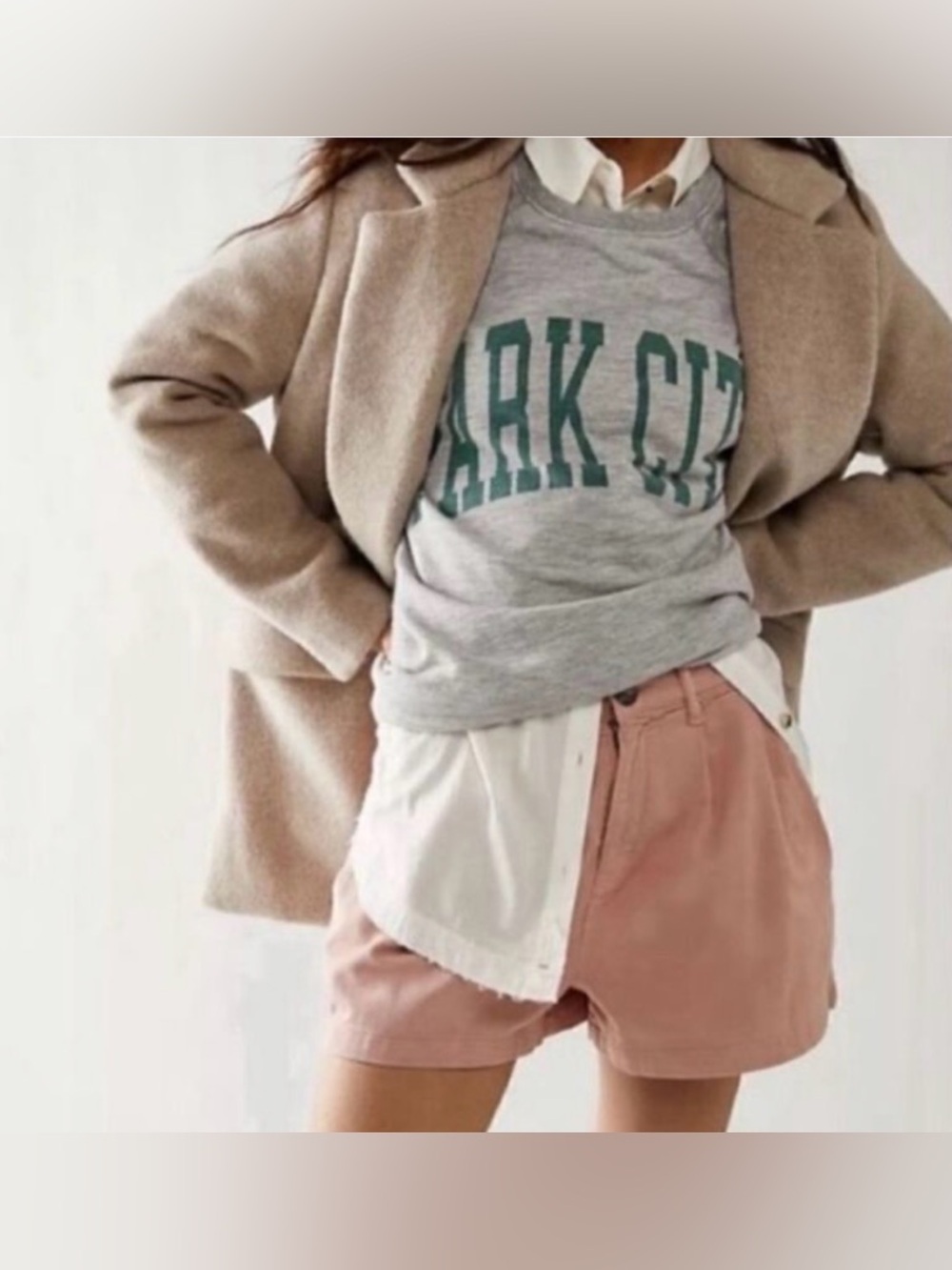 Free People Billie Chino Shorts Pleated Pink Rose Petal Size 12 Coastal Classic